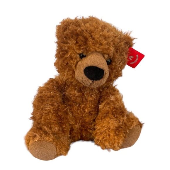 Aurora Plush Bear Brown Teddy Curly Shaggy Stuffed Animal Bean Bag Toy Lovey 11” - Picture 1 of 11
